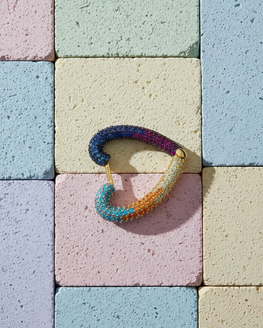 multi color heart shape hoop earring.