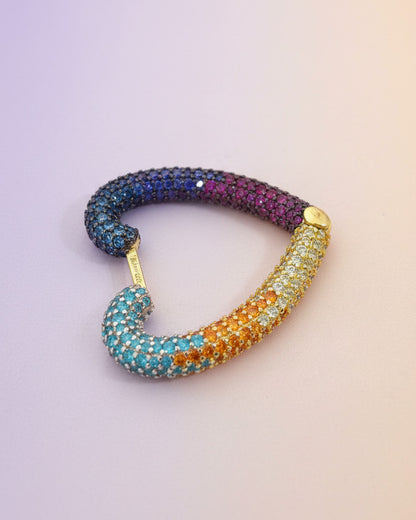 multi color heart shape hoop earring.