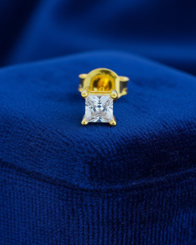 CZ princess cut stud earring.