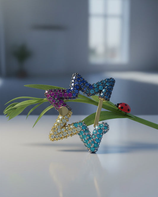 multi color star shape earring.