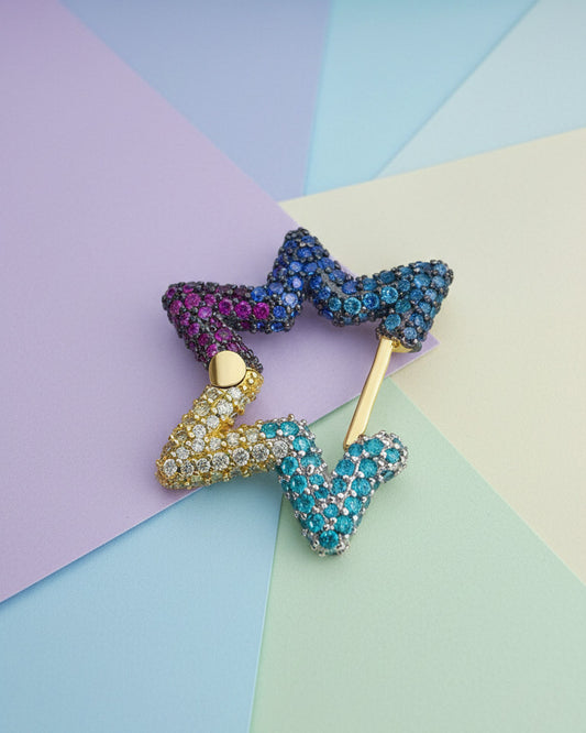 multi color star shape earring.