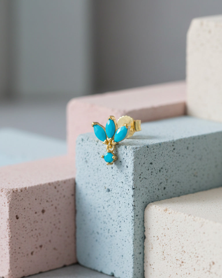 turquoise marquise stones stud earring.