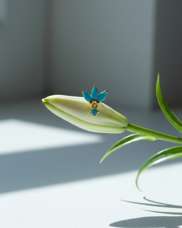 turquoise marquise stones stud earring.