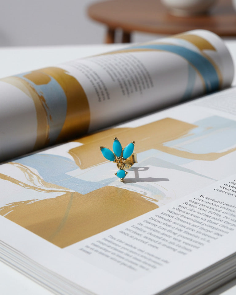 turquoise marquise stones stud earring.