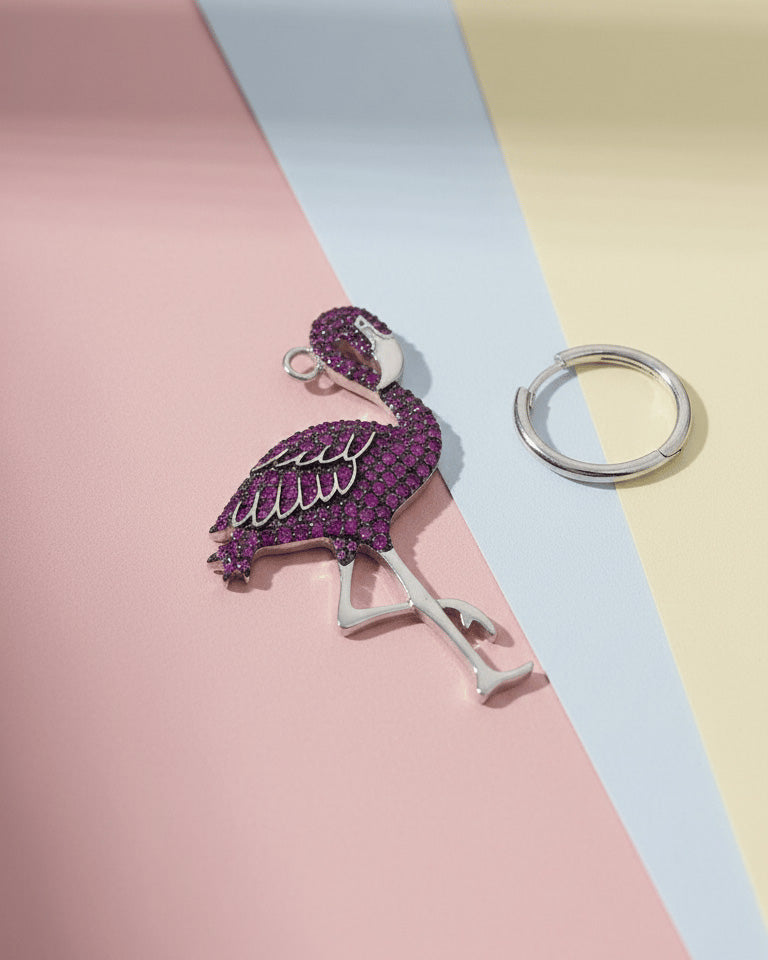Pink Swan shape earring.