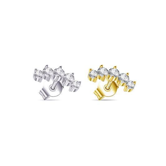 five stones small curved stud earring.