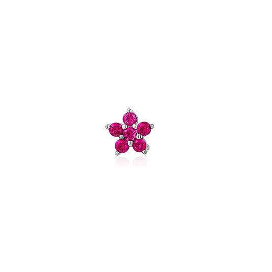 6 mm ruby and emerald color stud earring.
