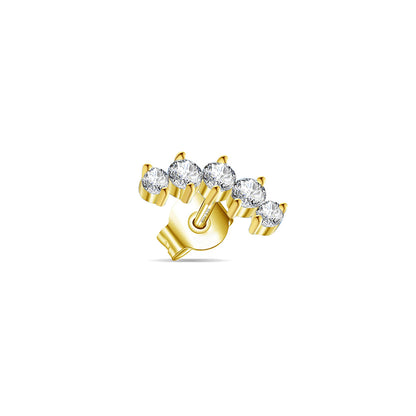 five stones small curved stud earring.