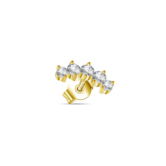 five stones small curved stud earring.