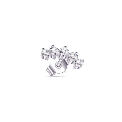 five stones small curved stud earring.