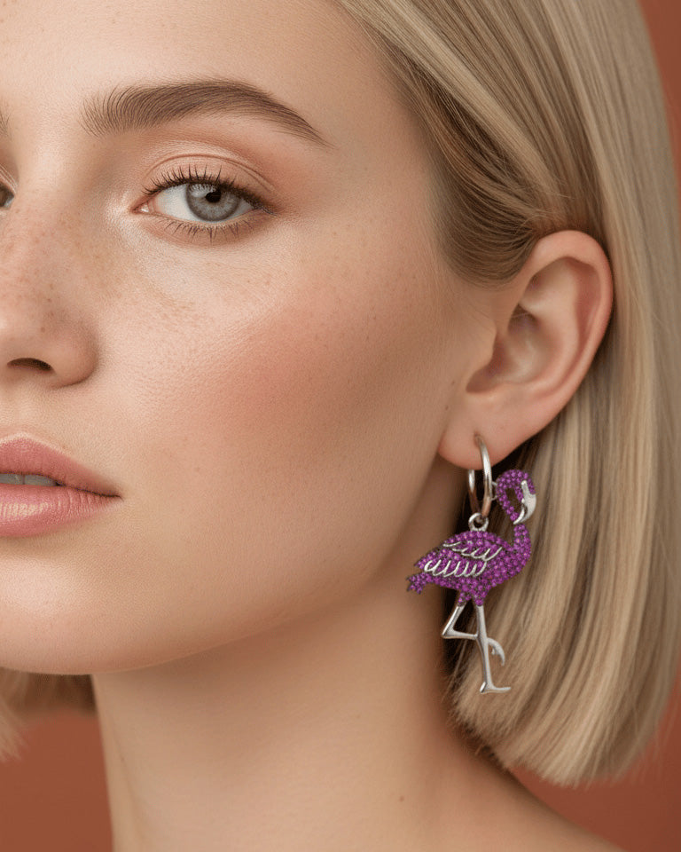 Pink Swan shape earring.