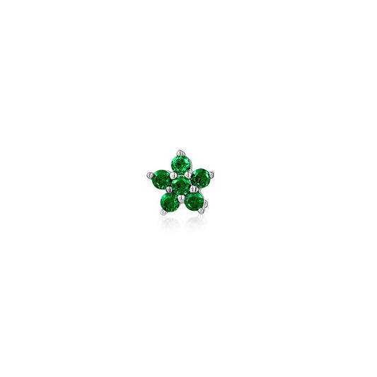 6 mm ruby and emerald color stud earring.