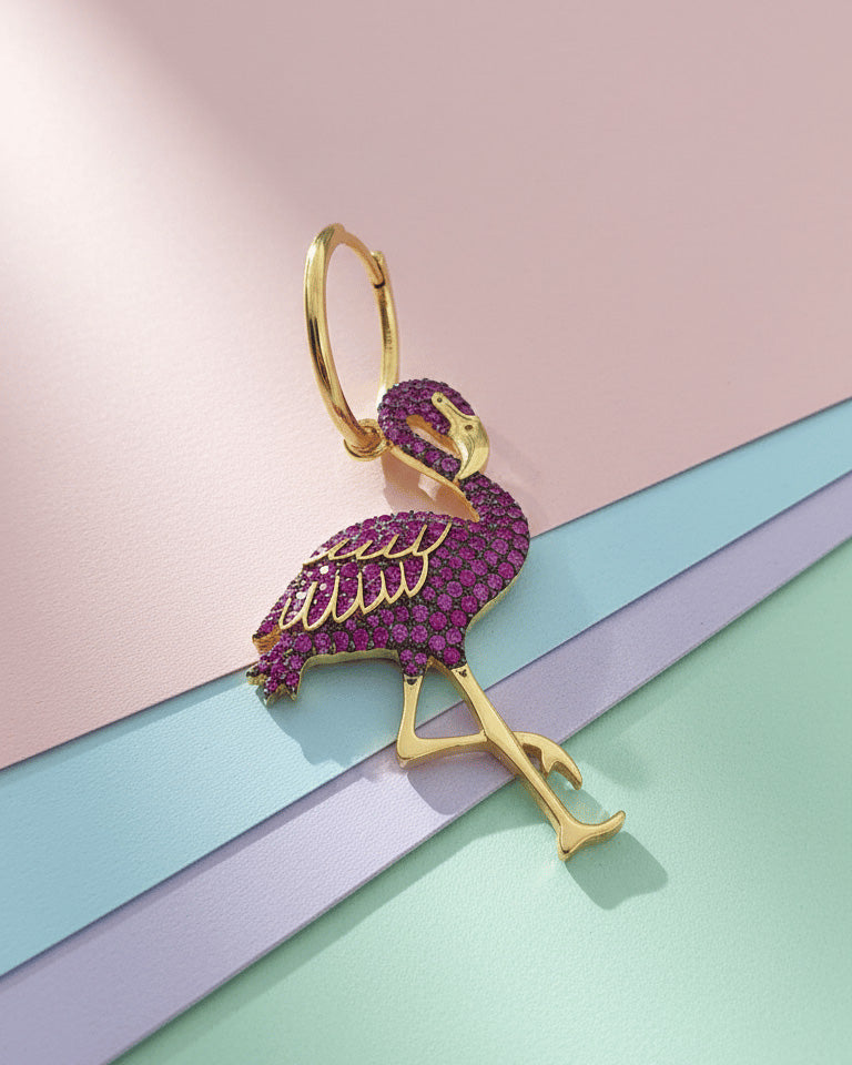 Pink Swan shape earring.