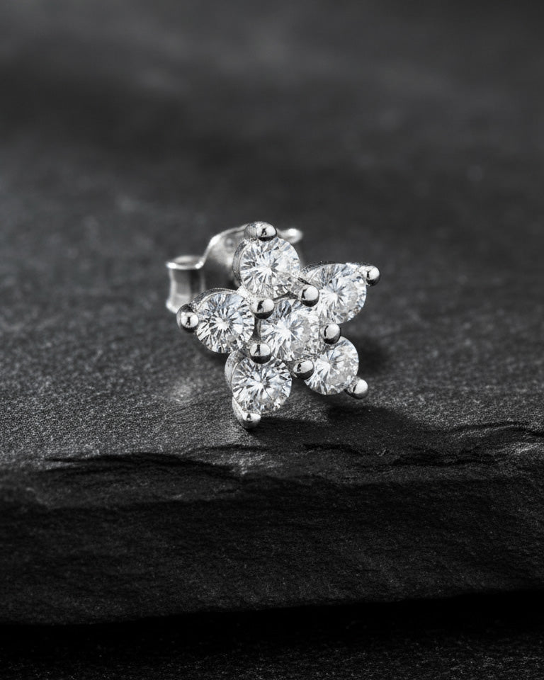 7mm round cluster flower shape stud earring.