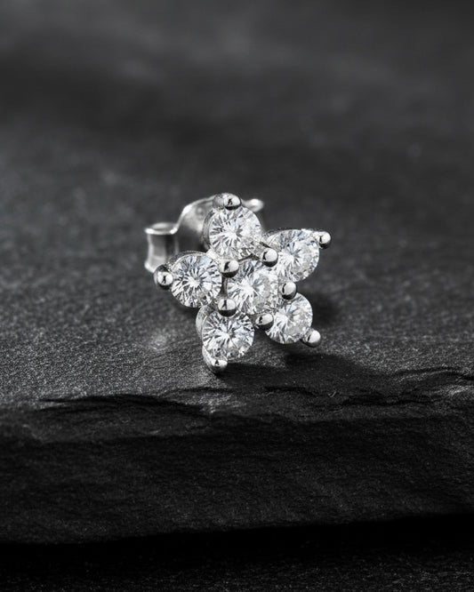 7mm round cluster flower shape stud earring.