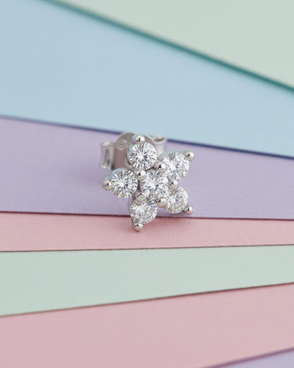 7mm round cluster flower shape stud earring.