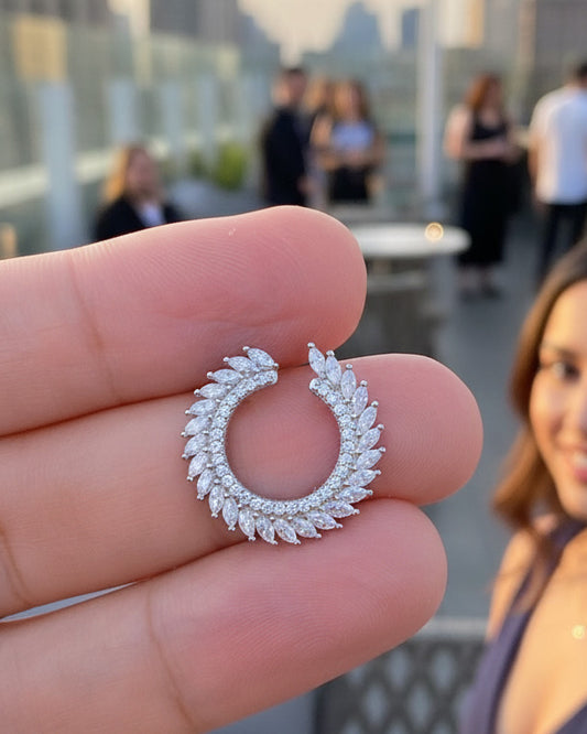 round and marquise Circle shape stud earring.