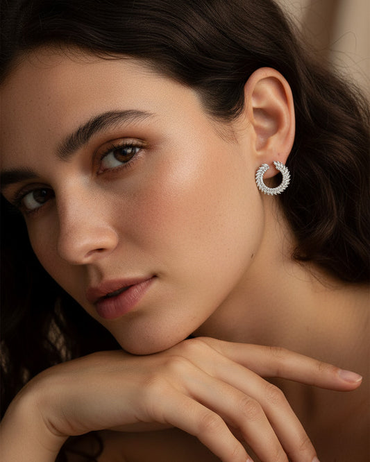 round and marquise Circle shape stud earring.