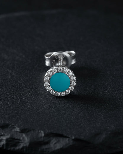 6mm flat stones in halo setting stud earrings.