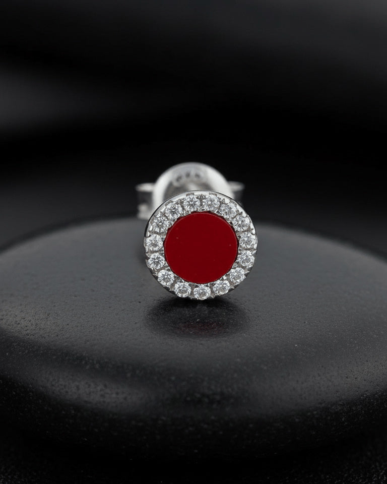 6mm flat stones in halo setting stud earrings.