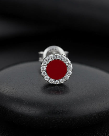 6mm flat stones in halo setting stud earrings.