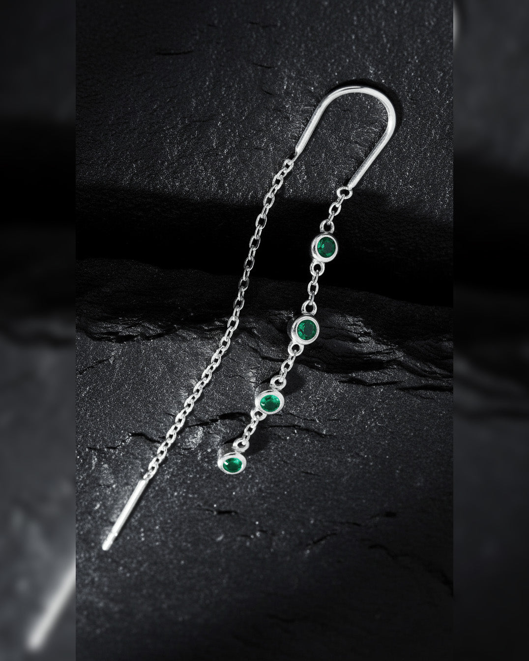 colored CZ bezel setting threader earrings.