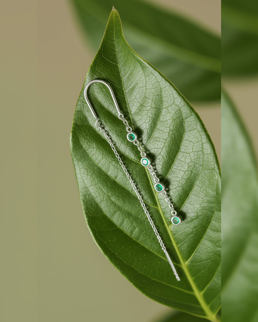colored CZ bezel setting threader earrings.