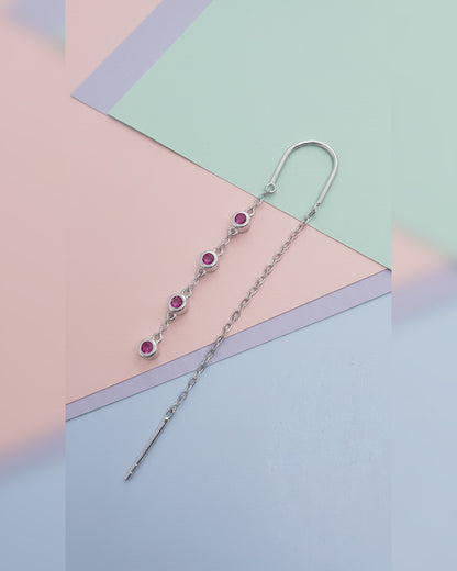 colored CZ bezel setting threader earrings.
