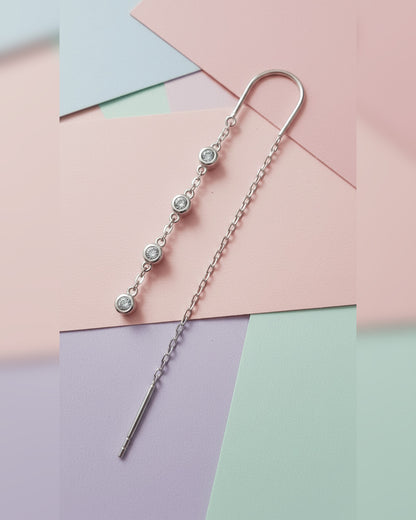 colored CZ bezel setting threader earrings.
