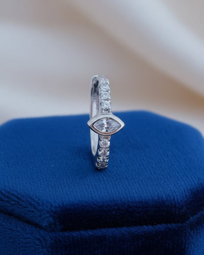 9mm CZ huggie hoop with a horizontal marquise stone.