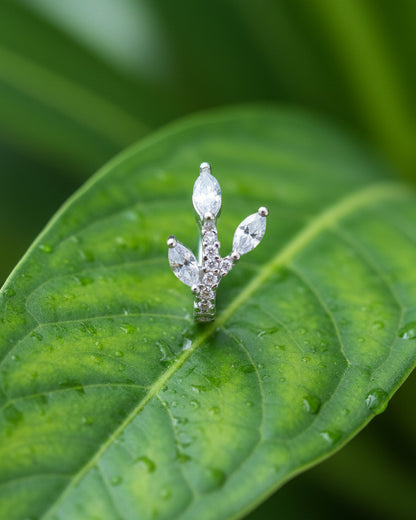 8mm feather shape marquise and round CZ huggie hoop.