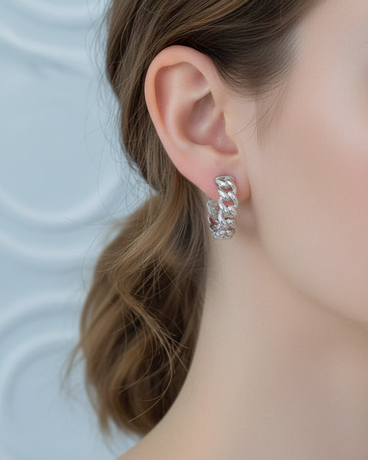 curb chain plain hoops earrings.