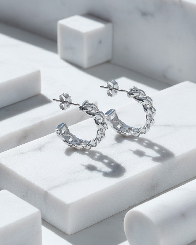 curb chain plain hoops earrings.