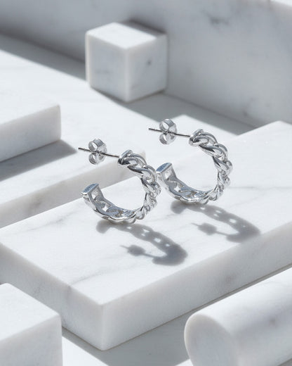 curb chain plain hoops earrings.