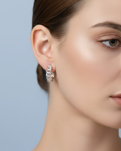 curb chain plain hoops earrings.