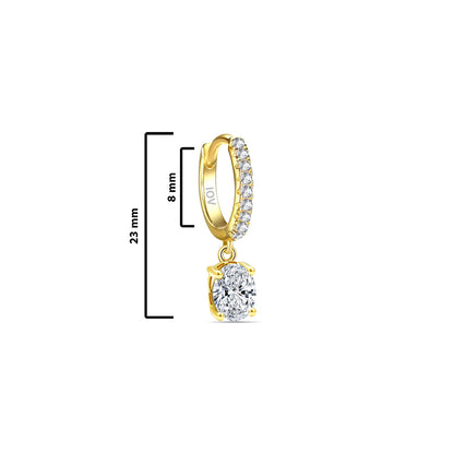 oval stone dangling huggie hoop earring.