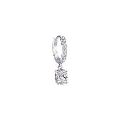 oval stone dangling huggie hoop earring.