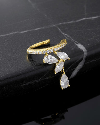 One line CZ with marquise and pear stones earcuff.