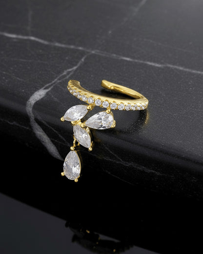 One line CZ with marquise and pear stones earcuff.