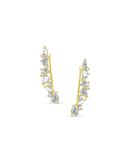 fancy and round CZ climber earrings.
