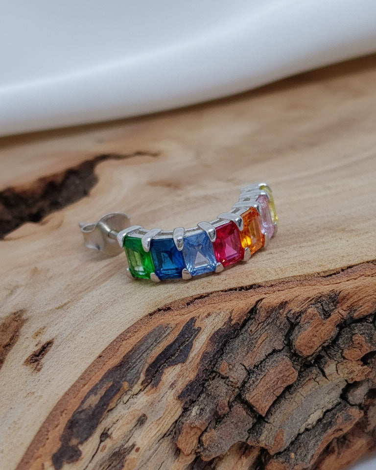 colorful curved bar earring.