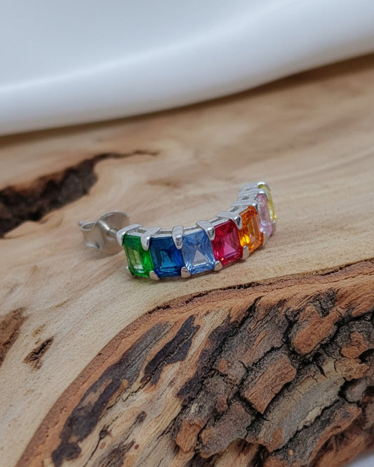 colorful curved bar earring.