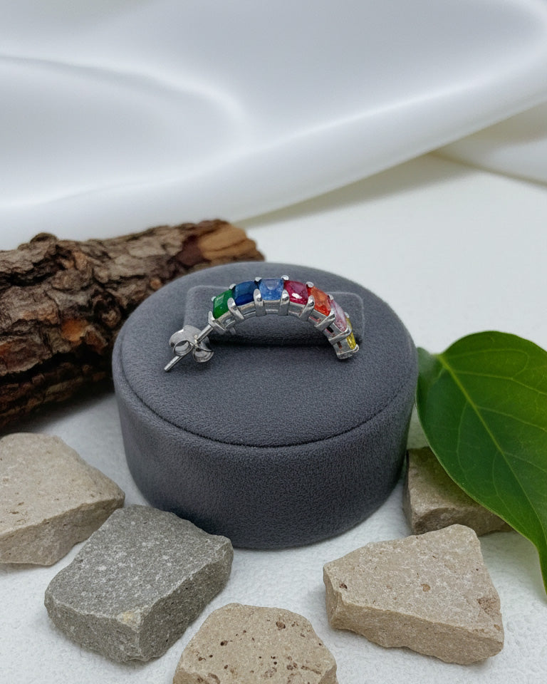 colorful curved bar earring.