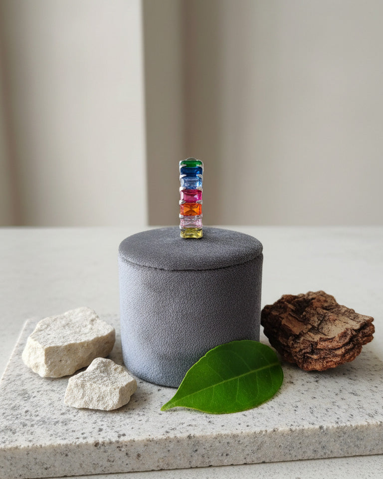 colorful curved bar earring.