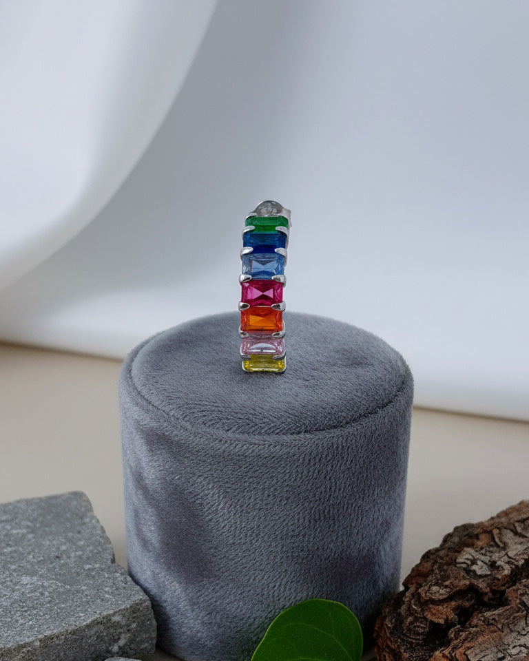 colorful curved bar earring.