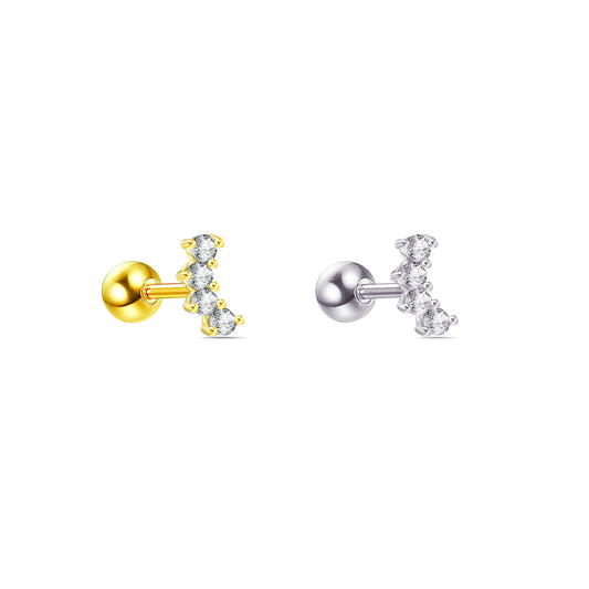 four stones curved shape ballback piercing.