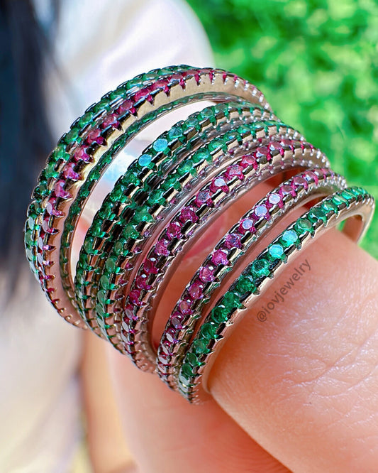 all round green and fuchsia thin band.