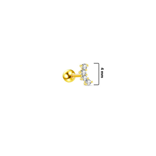 four stones curved shape ballback piercing.