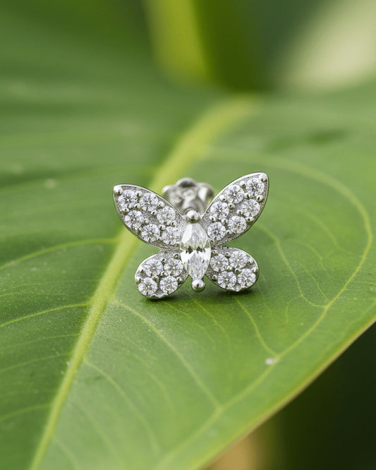 Butterfly shape stud earring.