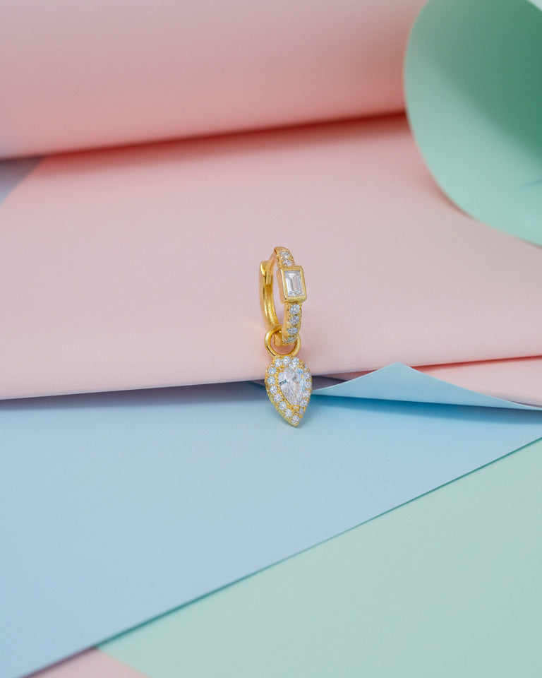 hoops with removable dangling pear shape.